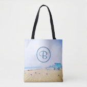 Tote Bag Ocean beach photo côtière en gras monogramme moder (Devant)