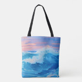Tote Bag Océan bleu au coucher du soleil (Dos)