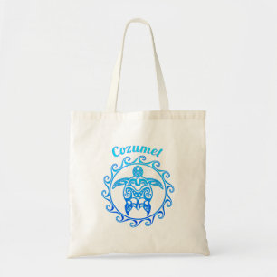 Tote Bag Ocean Blue Tribal Turtle Cozumel