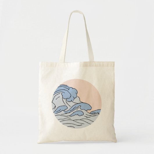 Tote Bag Océan Rose/Bleu Vagues D'Océan Esthétique Avec Pla (Devant)