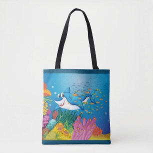 Tote Bag Ocean View Arrière - plan Reed Coral Requin Poisso