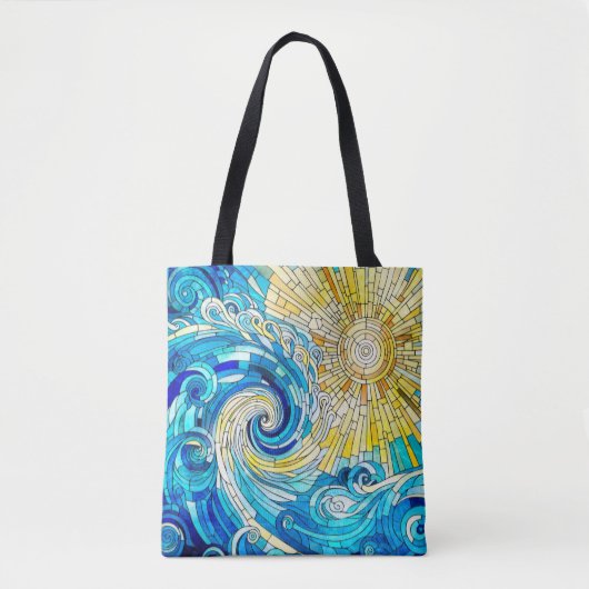 Tote Bag Ocean Wave Sun mosaïque art (Devant)
