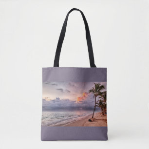 Tote Bag Ocean Waves Sandy Beach Sunset