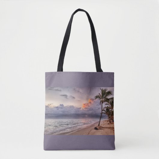 Tote Bag Ocean Waves Sandy Beach Sunset (Devant)