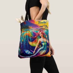 Tote Bag Ocean Women Fish Mermaid Queue Nautique Mythe de l
