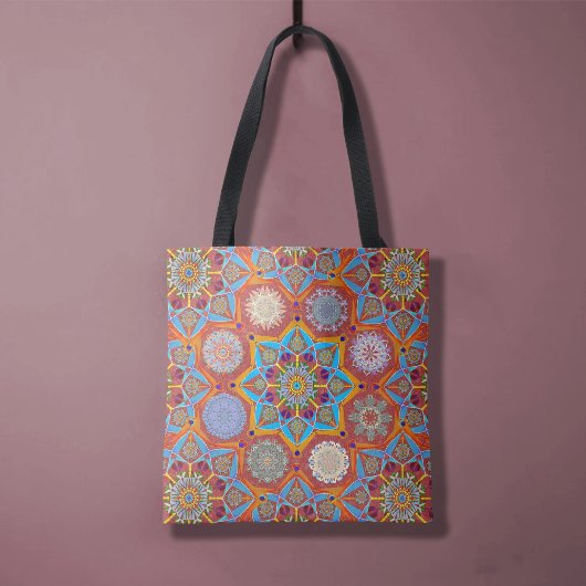 Tote Bag Octo plus brillant arabesque mauresque style rouge