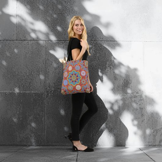 Tote Bag Octo plus brillant arabesque mauresque style rouge