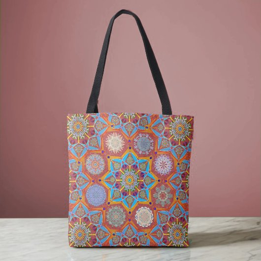 Tote Bag Octo plus brillant arabesque mauresque style rouge