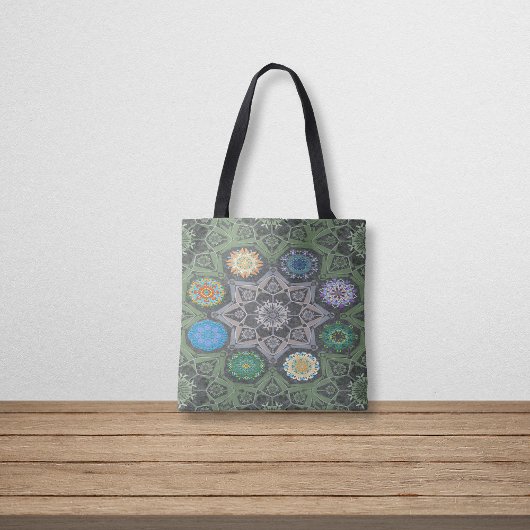Tote Bag Octo plus brillant arabesque Moorisque Pierre vert