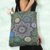 Tote Bag Octo plus brillant arabesque Moorisque Pierre vert