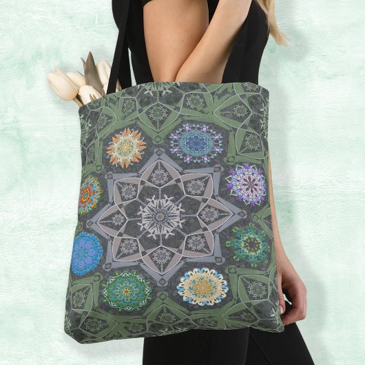 Tote Bag Octo plus brillant arabesque Moorisque Pierre vert