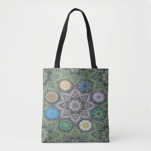 Tote Bag Octo plus brillant arabesque Moorisque Pierre vert (Devant)