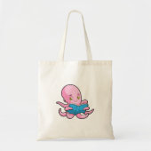 Tote Bag Octopus à la lecture d'un livre (Devant)