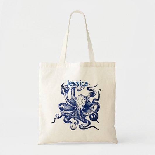 Tote Bag Octopus bleu (Devant)