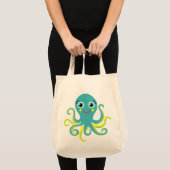 Tote Bag Octopus bleu et jaune (Devant (produit))