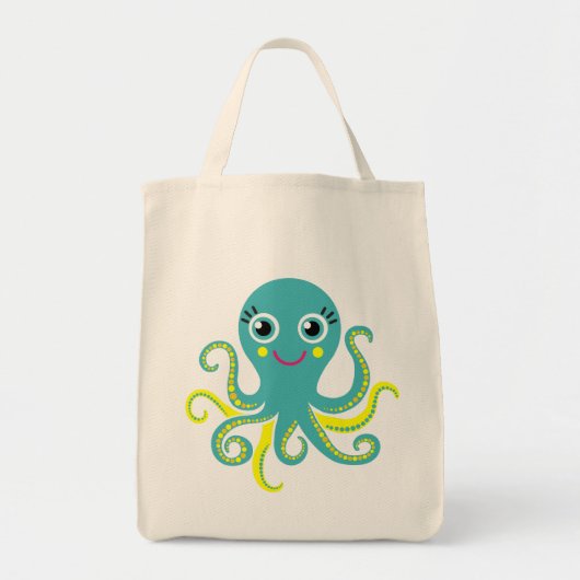 Tote Bag Octopus bleu et jaune (Devant)