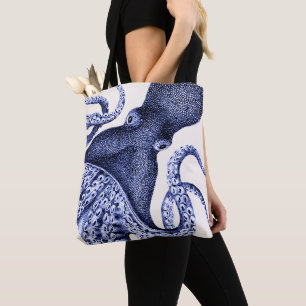 Tote Bag Octopus bleu paysage