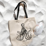 Tote Bag Octopus Embrasser | Nom personnalisé<br><div class="desc">sacs fourre-tout personnalisés à thème de poulpe vintages.</div>