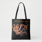 Tote Bag Octopus Orange Mandala bleu (Devant)