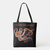Tote Bag Octopus Orange Mandala bleu (Dos)