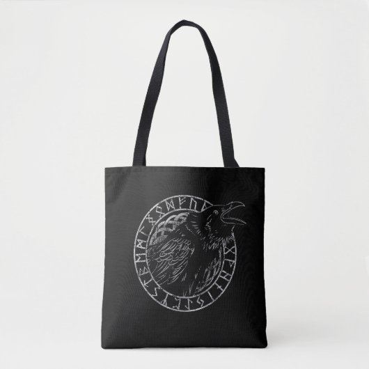 Tote Bag Odin Raven Crow Viking Mythologie runes runes runi (Devant)