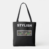 Tote Bag Oeil de chat élégant sur noir & blanc (Dos)