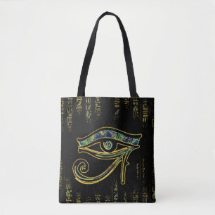 Tote Bag Oeil égyptien de Horus sur les hiéroglyphes et le