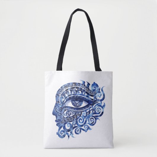 Tote Bag Oeil mal grec Abstrait avec clé grecque (Devant)