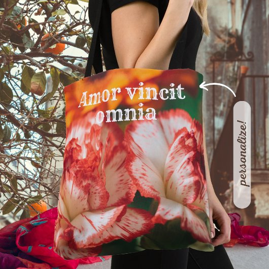 Tote Bag Oeillets rayés et gerbera