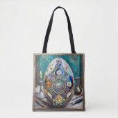 Tote Bag Œuf bleu orné de Steampunk de Pâques (Devant)