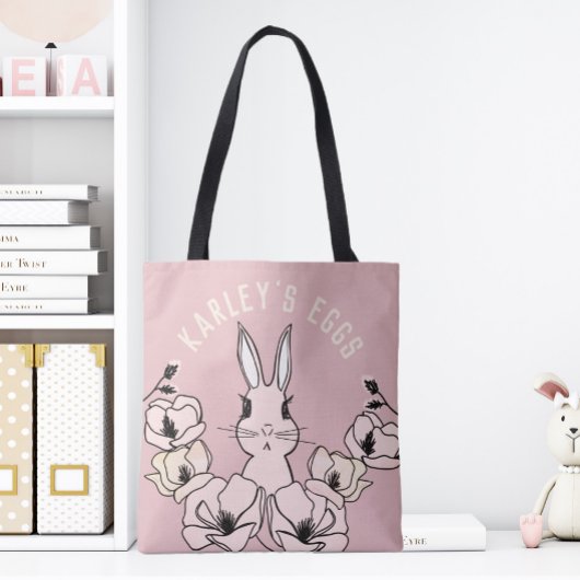 Tote Bag Oeuf de Pâques de lapin rose mignon