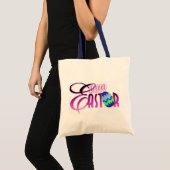 Tote Bag Oeuf de pâques heureux pourpre (Devant (produit))