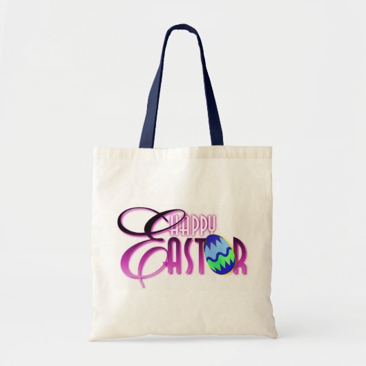 Tote Bag Oeuf de pâques heureux pourpre (Devant)