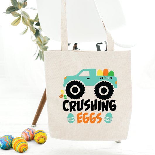Tote Bag OEufs de broyage Cool Moderne Pâques Nom du camion