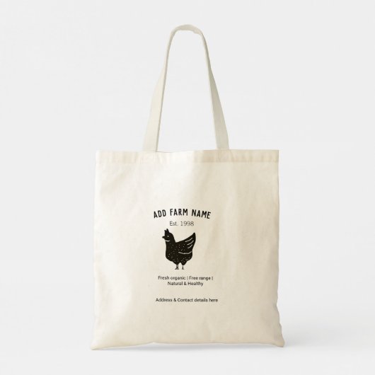 Tote Bag OEufs de poulet fermier ajouter nom année adresse  (Dos)