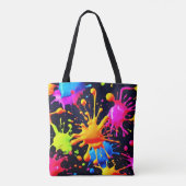 Tote Bag Oeuvre Abstraite de peinture à néon (Dos)