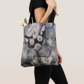 Tote Bag OEuvre abstraite grise et rose (De près)