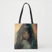 Tote Bag Oeuvre d'Anime Girl entourée de Rainbow Light (Devant)