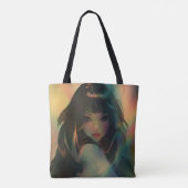 Tote Bag Oeuvre d'Anime Girl entourée de Rainbow Light (Dos)