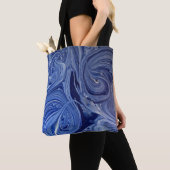 Tote Bag OEuvre d'art bleu et blanc (De près)