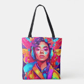Tote Bag Œuvre d'art numérique Funky Lady (Dos)