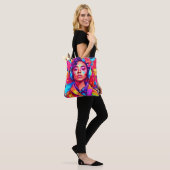 Tote Bag Œuvre d'art numérique Funky Lady (Sur le modèle)