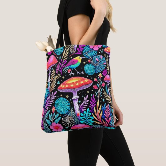 Tote Bag Oeuvre de champignons de la forêt enchantée (De près)