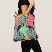 Tote Bag Oeuvre tropicale : Monstera multicolore (De près)