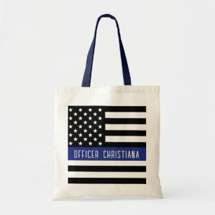 Tote Bag Officier De Police De Ligne Bleue Mince Départemen