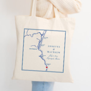 Tote Bag Ogunquit Maine Map Mariage élégant Bienvenue