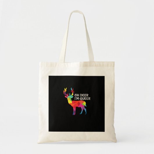 Tote Bag Oh Deer Queer Funny Pun LGBT Pride Design (Devant)