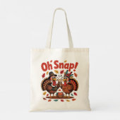 Tote Bag Oh Snap! Wishbone Game Pilgrim Native Turkey Funny (Dos)