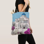 Tote Bag Oia Santorini Île Grèce Illustration lunaire (De près)
