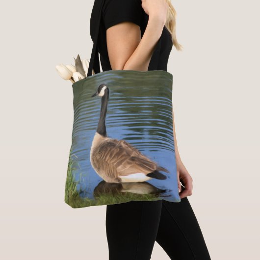 Tote Bag Oie du Canada dans la peinture à l'huile d'eau (De près)
